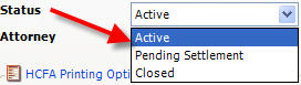 Case Information General Tab Status drop down