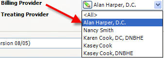 Case Information General Tab Billing Provider drop down